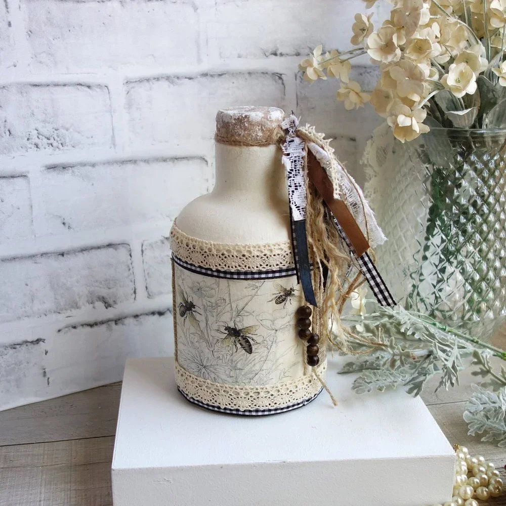 Large Honey Jar Rustic Honey Bee Decor Primitive Bumble Bee Decor Country Bees - Picture 4 of 5